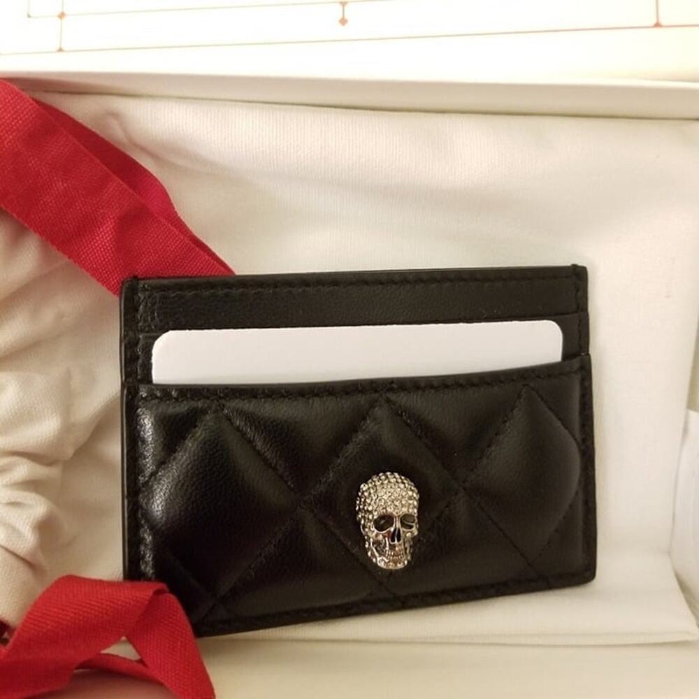Alexander McQueen Quilted Leather Skull Card Holder Black - Picture 4 of 4